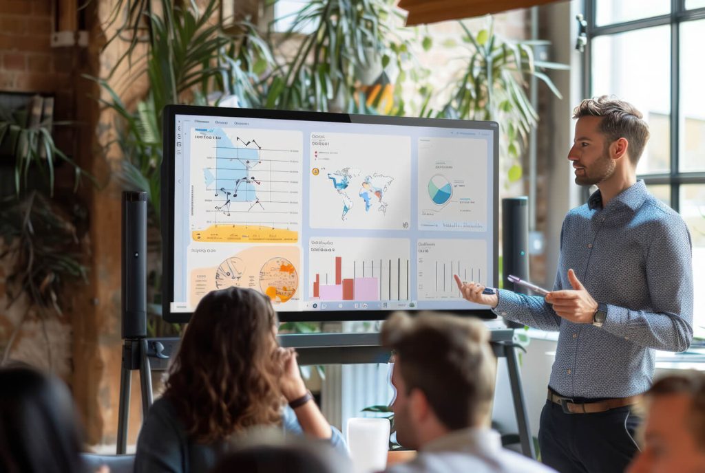 A man doing a presentation - to represent Nerve Strategic's Presentation skills training
