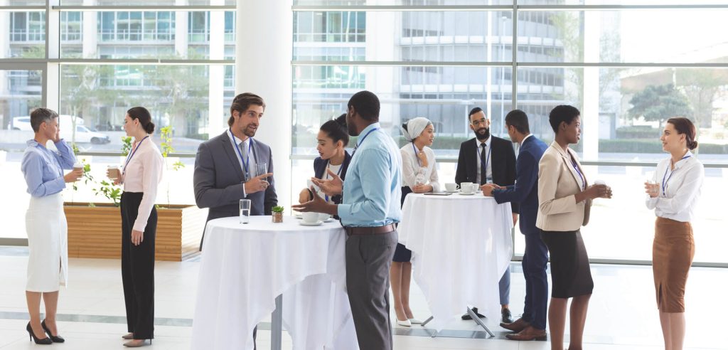 Image of people meeting other people to represent the Nerve Strategic Networking Skills page